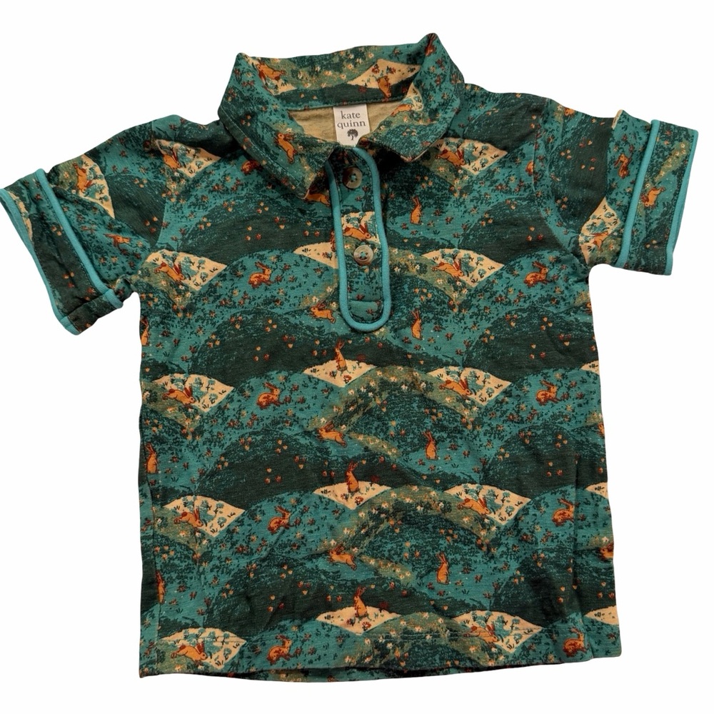 Kate Quinn Bunny Print Bamboo Polo Shirt 18–24M